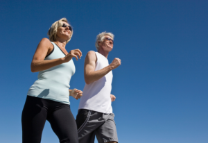 Man and woman walking together.
