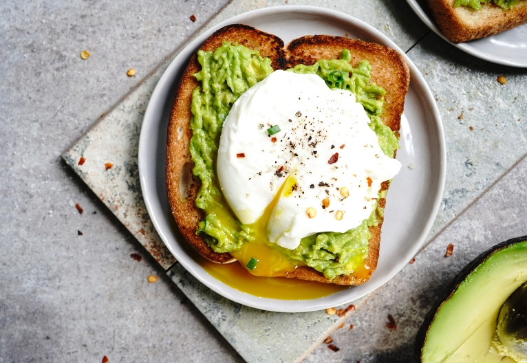 Avocado and egg on toast. 