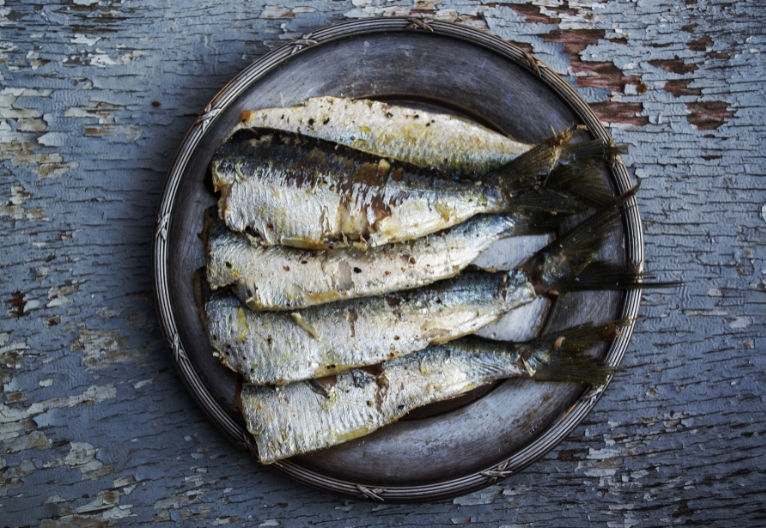 Sardines in a bowl.