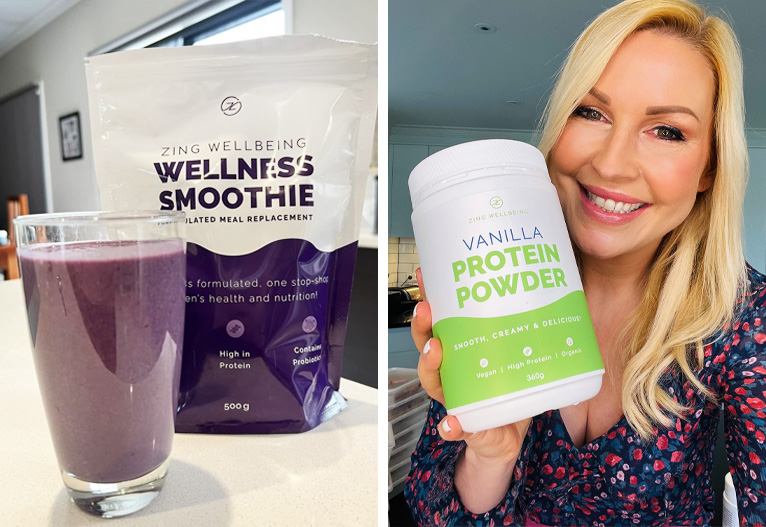 Zing Wellbeing Wellness Smoothie and Protein Powder.