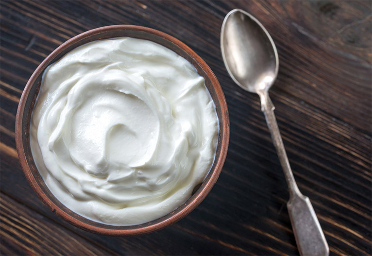A bowl of Greek yoghurt.