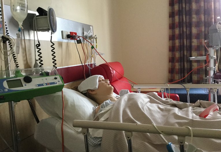 Natalie Diepenhorst in hospital.