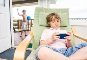 Child on a smartphone.