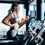 Woman on a treadmill.
