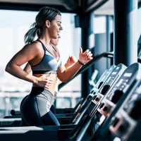 Woman on a treadmill.