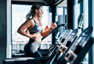 Woman on a treadmill.