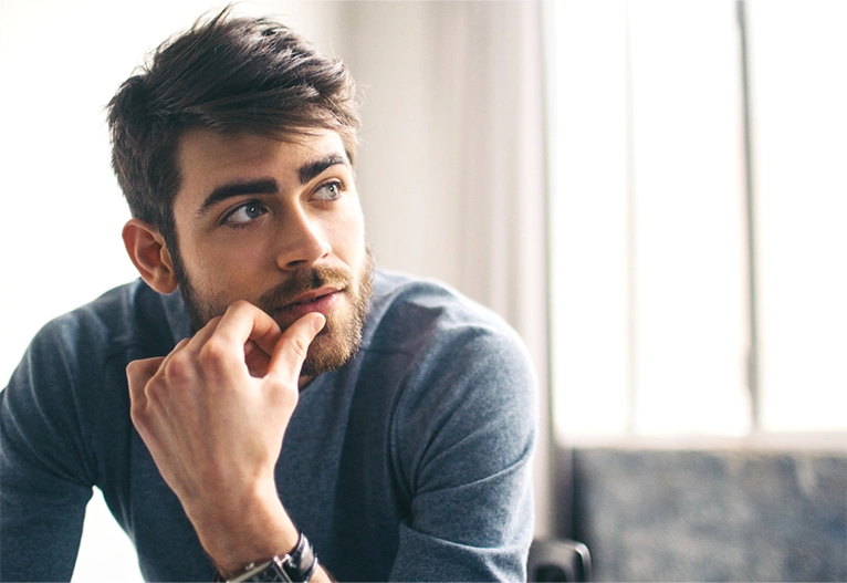 Man with a worried expression.